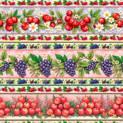 Tricoline Barrado Frutas Variadas 