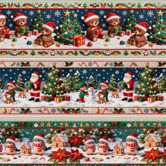 Tricoline Barrada Bichinhos no Natal