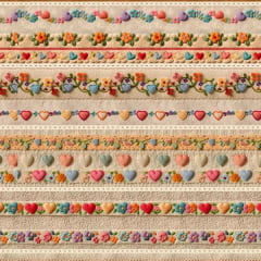 Tricoline Digital Barrado Coração em Feltro