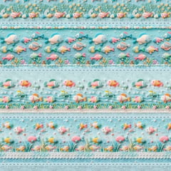 Tricoline Digital Barrado Peixinhos Tricoline Digital Barrado Peixinhos