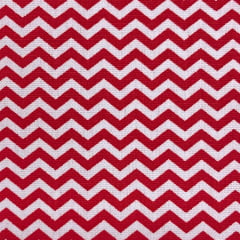 Tricoline Chevron Vermelho e  Branco Delicado