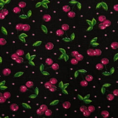 Tricoline Doce Cerejinha Fundo Preto 