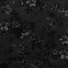 Tricoline Digital Floral Simples Preto