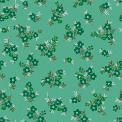 Tricoline Floral Ramos de Amor Verde 