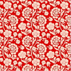 Tricoline Azulejo Floral Vermelho 