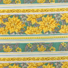 Tricoline Barrado Flores Belas Amarelas Tricoline Barrado Flores Belas Amarelas