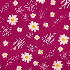 Tricoline Campo de Margaridas Rosa 