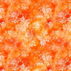 Tricoline Digital Flores e Fundo Laranja Tricoline Digital Flores e Fundo Laranja