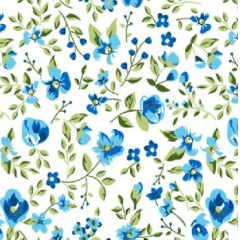 Tricoline Floral Azul Pintura