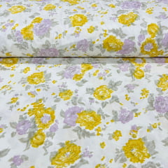 Tricoline Floral Bonito Amarelo