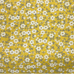 Tricoline Floral Composê Amarelo 