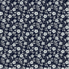 Tricoline Floral Composê Preto 