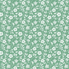 Tricoline Floral Composê Verde