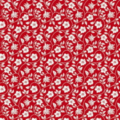 Tricoline Floral Composê Vermelho