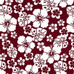 Tricoline Floral Hibisco Noturno Bordô