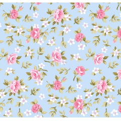 Tricoline Floral Lucia Azul