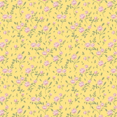 Tricoline Floral Micro Jardim Amarelo 