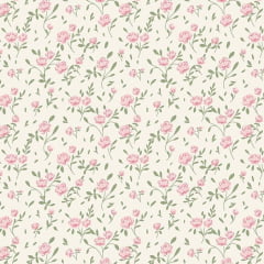Tricoline Floral Micro Jardim Bege 
