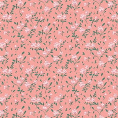 Tricoline Floral Micro Jardim Rosê 