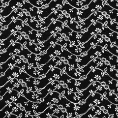 Tricoline Floral Mini Flores Fundo Preto