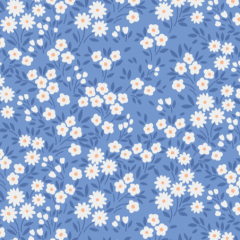 Tricoline Floral Mini Margaridas Azul 