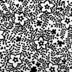 Tricoline Floral Minimalista Branco e Preto Tricoline Floral Minimalista Branco e Preto