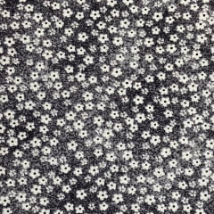 Tricoline Floral Miudo Cinza