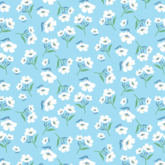 Tricoline Floral Primavera Azul Bebê