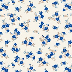 Tricoline Floral Ramos de Amor Azul 