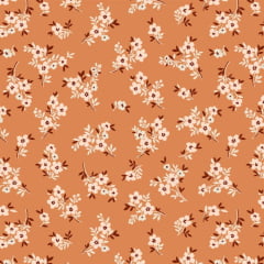 Tricoline Floral Ramos de Amor Laranja 