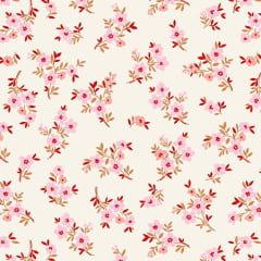 Tricoline Floral Ramos de Amor Rosa 