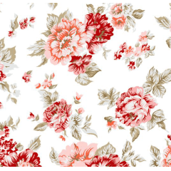 Tricoline Floral Ramos Vermelhos Tricoline Floral Ramos Vermelhos