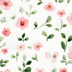 Tricoline Floral Rosa Belo
