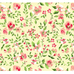 Tricoline Floral Rosinha no Bege Pintura 