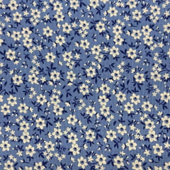Tricoline Florzinhas Composê Azul 
