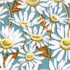 Tricoline Margaridas Fundo Azul