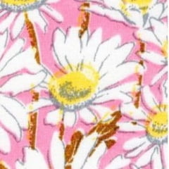 Tricoline Margaridas Fundo Rosa 