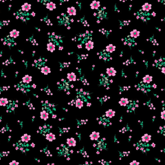 Tricoline Mini Flores Fundo Preto