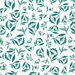 Tricoline Mini Flores Verde Fundo Branco Tricoline Mini Flores Verde Fundo Branco