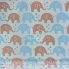 Tricoline Elefantes Rosa e Azul TRICO8880