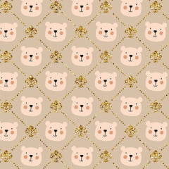Tricoline Ursinho Bege e Dourado 