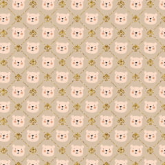 Tricoline Ursinho Bege e Dourado  