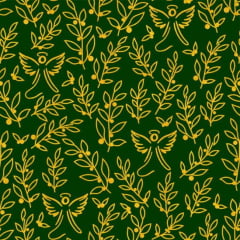 Tricoline Anjos e Folhas Verde