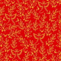 Tricoline Anjos e Folhas Vermelho
