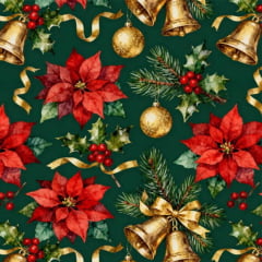 Tricoline Digital Flores e Sinos de Natal Tricoline Digital Flores e Sinos de Natal