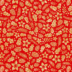 Tricoline Natal Botânico Dourado Vermelho 