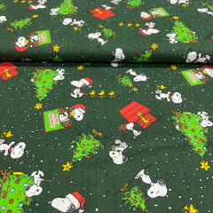 Tricoline Natal Snoopy Verde