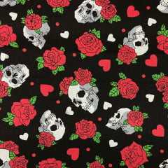 Tricoline Caveira com Rosas LIQUIDA