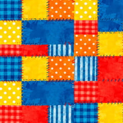 Tricoline Patchwork Junino Colorido