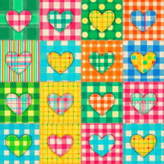 Tricoline Xadrez Coração Colorido